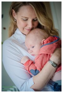 mother and sleepy baby