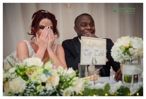 couple embarrassed during speeches
