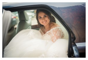 bride arrives at church