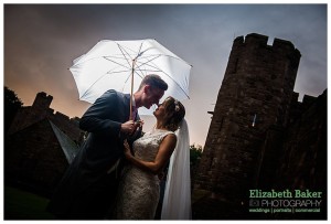 couple shelter under umbrella