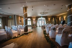 wedding ceremony room set up at 315