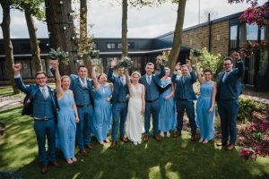 bridal party celebrating