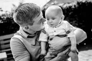 black and white of father and son