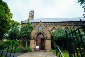 exterior shot of church