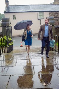 rainy day as guests arrive
