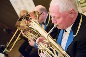 brass band play in tipi