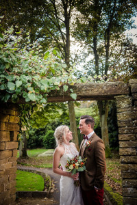 romantic archway admiring each other
