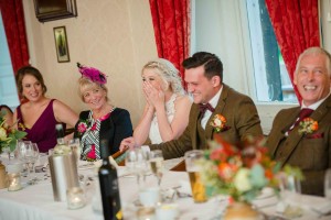 bride is shocked during speeches