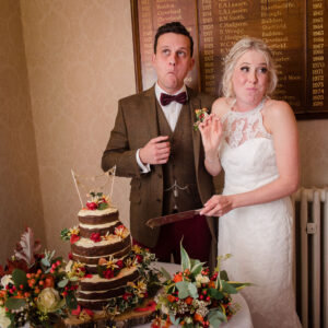 mouthsful of wedding cake