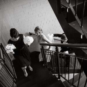 on way to ceremony hotel staircase