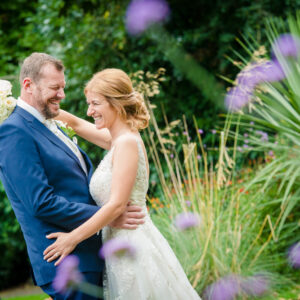 purple flowers mr and mrs laughing