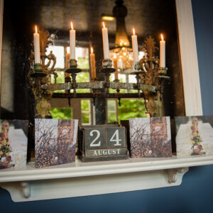 The day of the wedding displayed at the venue