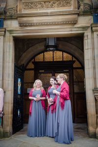 bridesmaids dresses, waiting for arrival