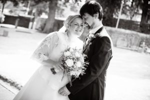 black and white bride and groom