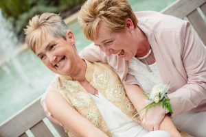 Ladies laughing on wedding day