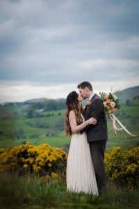 gorse colours in spring with newlyweds