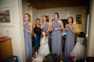 bridesmaids reaction to the bridal gown