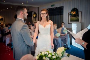 emotional bride during ceremony