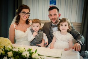 bride groom and new family