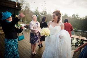confetti throwing on bride