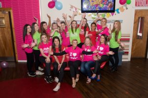 Kerry Katona and dancers from Popkidz pose for camera