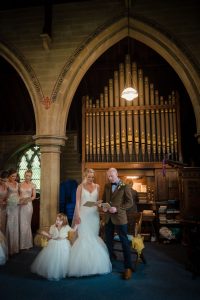 church organ and wedding family