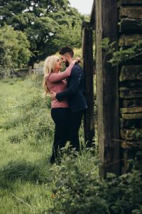 retro feel exposure of couple hugging