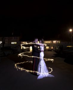 bride and groom sparkler photo