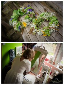 bride looking in mirror