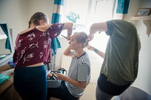 bride maid is attacked from all sides hair and makeup