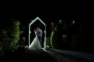 night portraits bride and groom