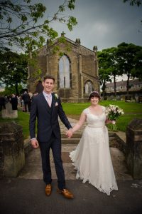 newlyweds leave the church
