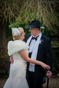 bride and groom embrace