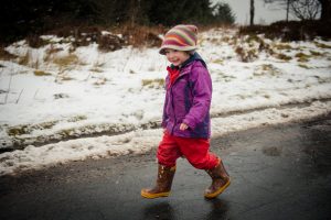 walking through the snow