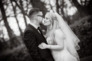 black and white capture of the happy couple