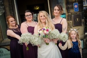 bridesmaids looking at camera