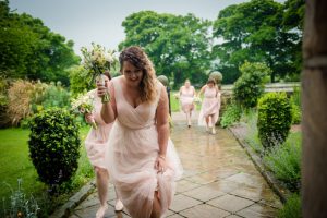 bridesmaids arrive at the hall