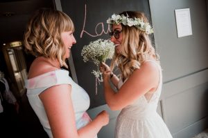 guests congratulate the couple