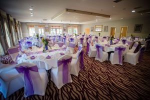 room set up at bagden hall for wedding breakfast