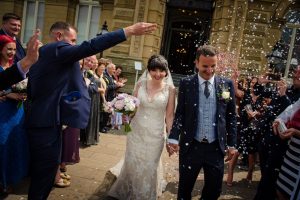 confetti is thrown by the guests