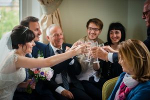 celebrating with the wedding guests
