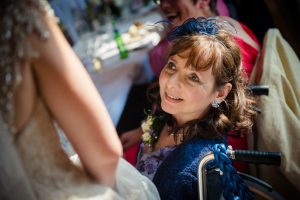 mother of the bride speaks to the bride