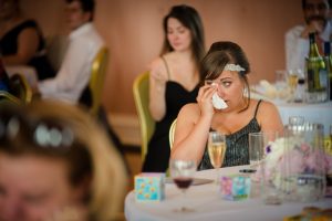 bridesmaid gets emotional during the speeches