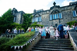 guests gather on the terrace