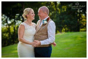 newlyweds laughing