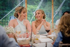 bridesmaids share a joke