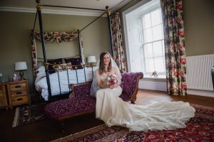bridal gown shot with large train
