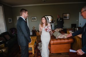 bride and groom see each other at ceremony