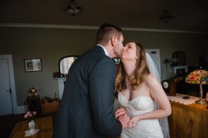 first kiss as newlyweds