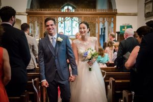 newlyweds coming back down aisle